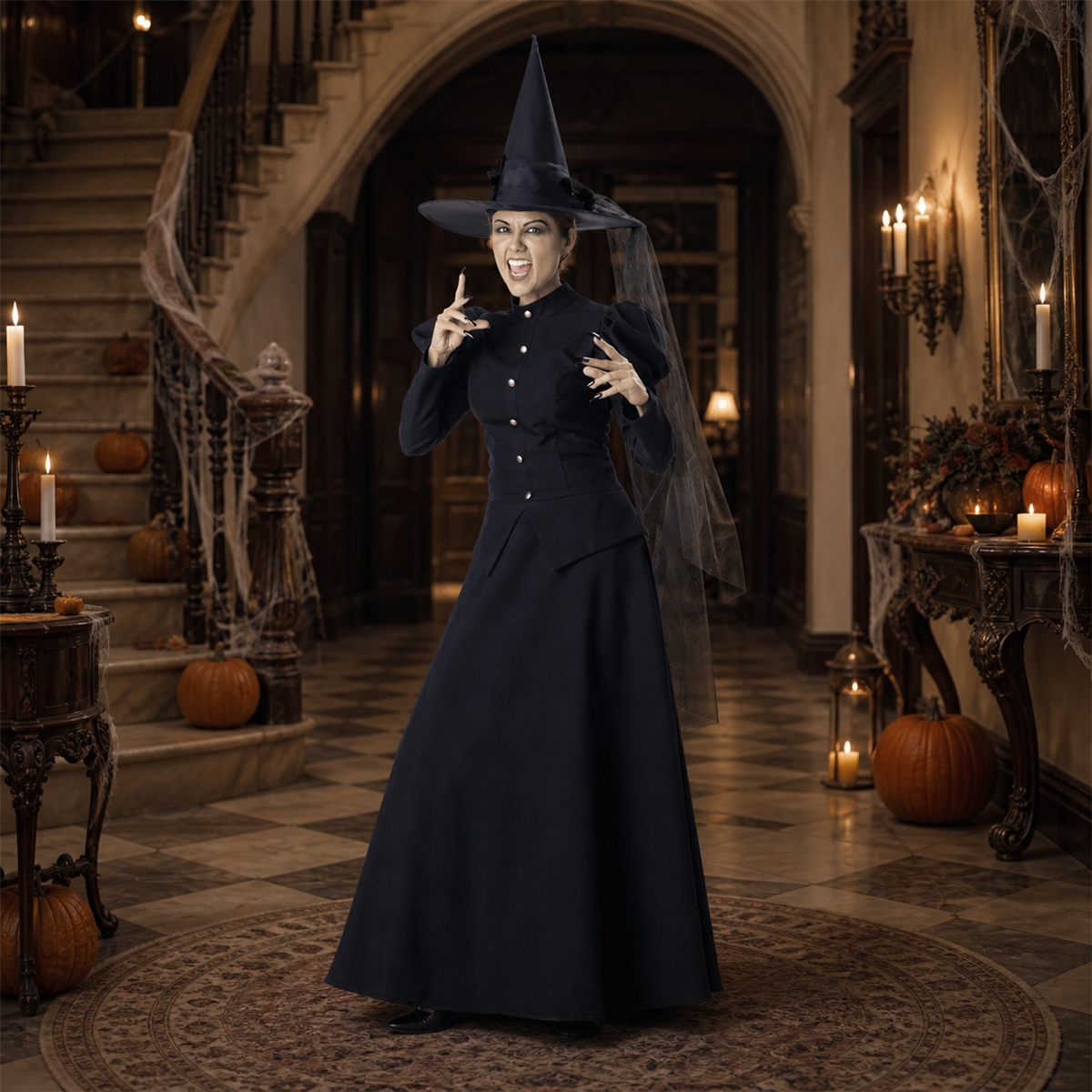 Spécial Halloween à l'heure des sorcières – Costume classique de sorcière noire pour femme