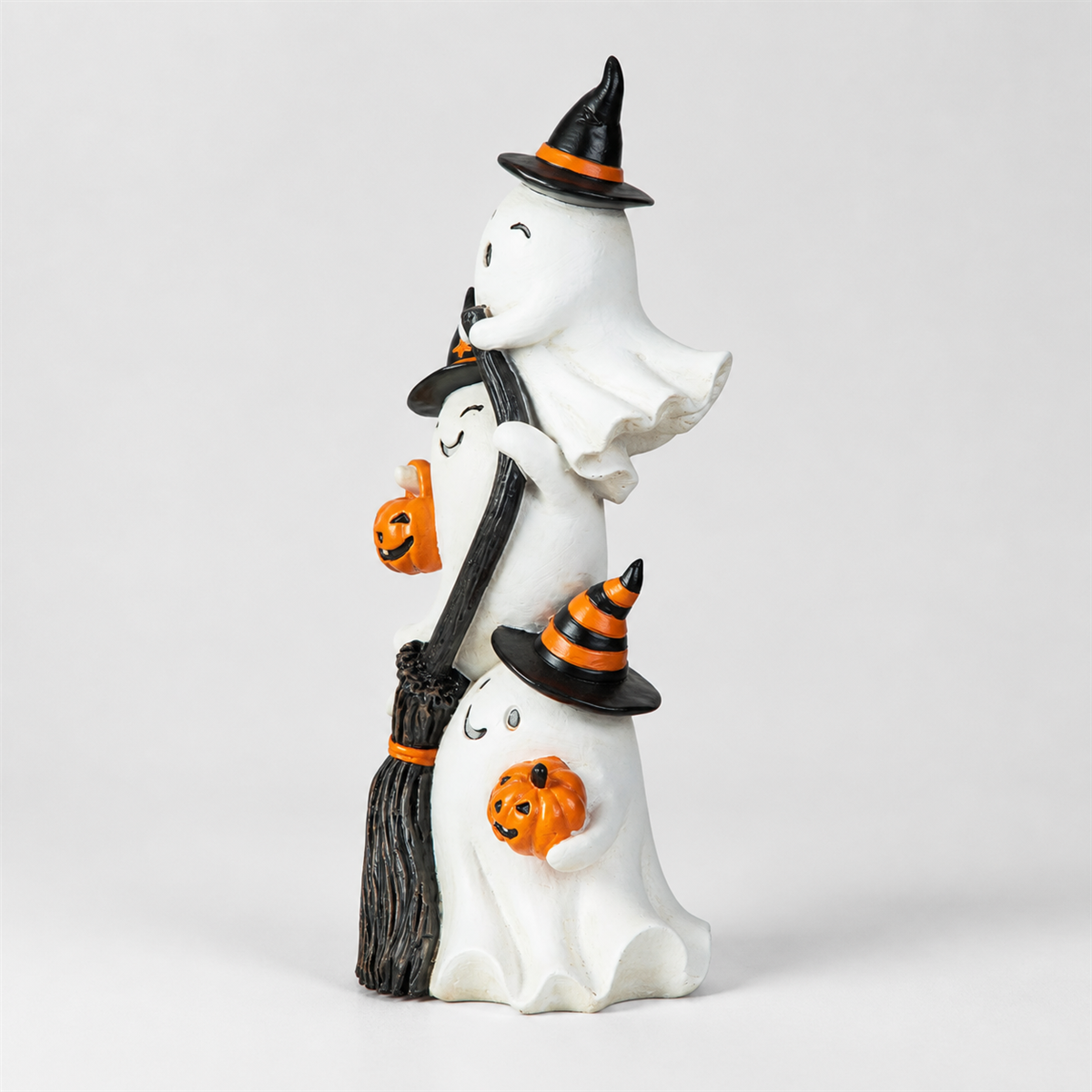 Spécial Halloween – décoration de table avec trois fantômes sorciers empilés, 33 cm