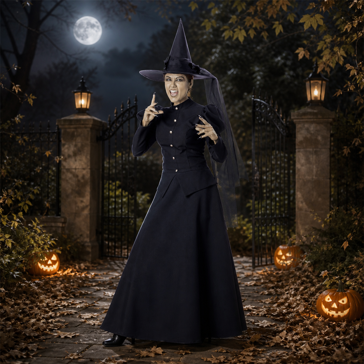 Spécial Halloween à l'heure des sorcières – Costume classique de sorcière noire pour femme