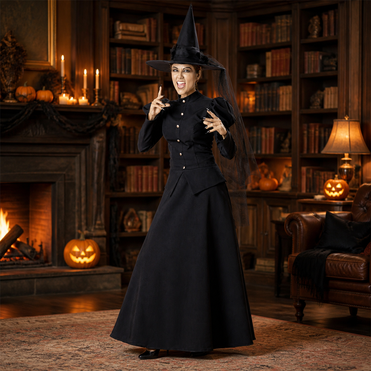 Spécial Halloween à l'heure des sorcières – Costume classique de sorcière noire pour femme