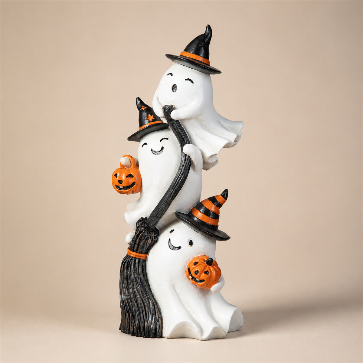 Spécial Halloween – décoration de table avec trois fantômes sorciers empilés, 33 cm