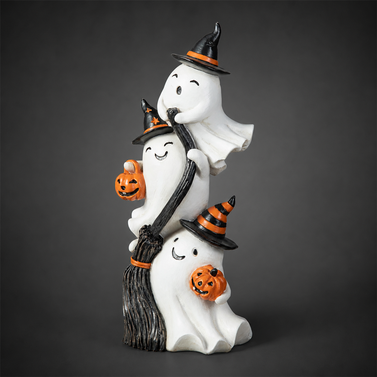 Spécial Halloween – décoration de table avec trois fantômes sorciers empilés, 33 cm