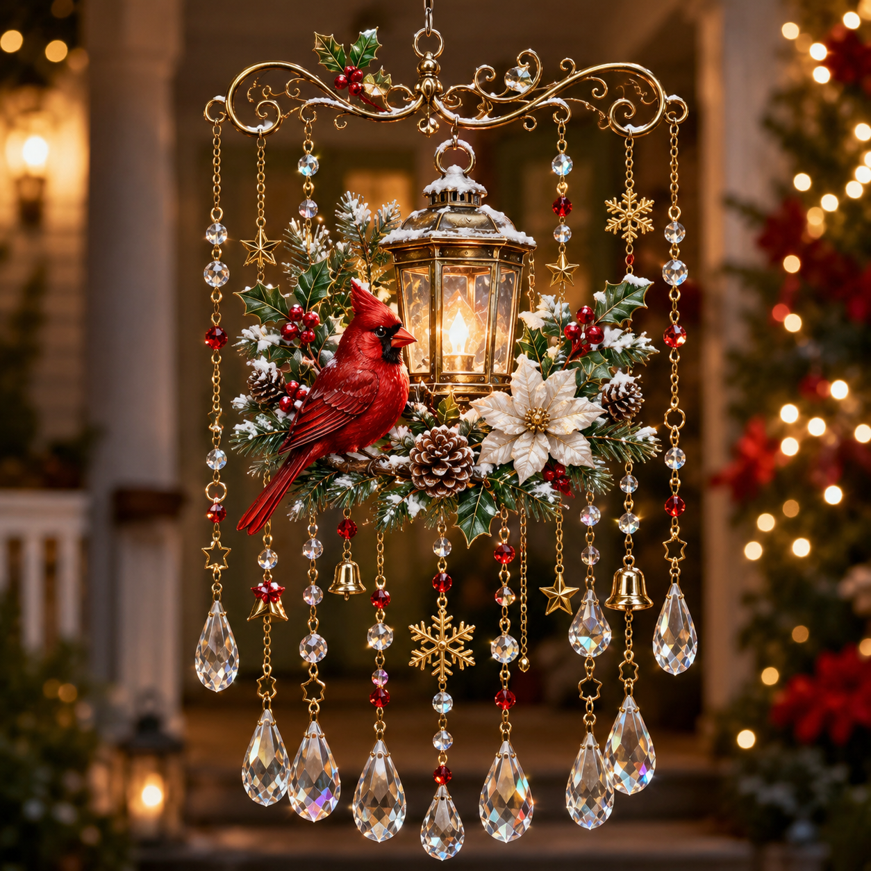 Carillon de Noël en cristal aux motifs festifs