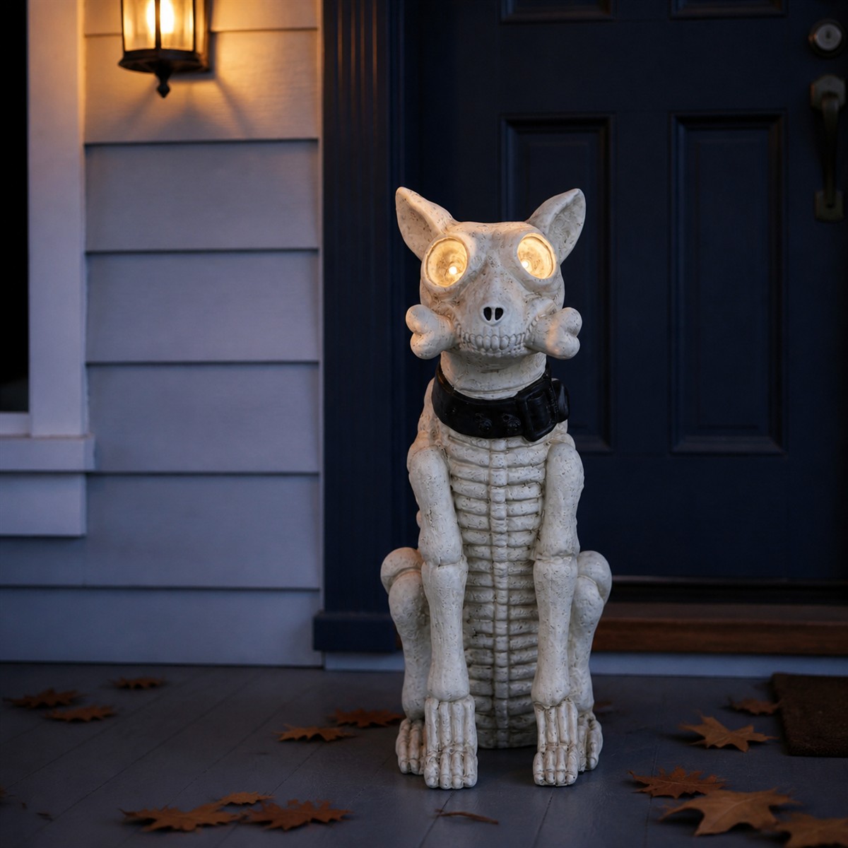 Chien squelette lumineux d'Halloween de 52 cm