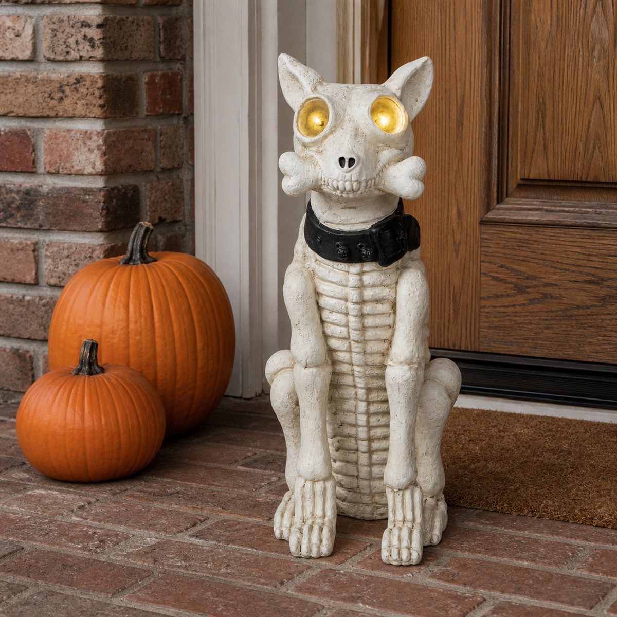 Chien squelette lumineux d'Halloween de 52 cm