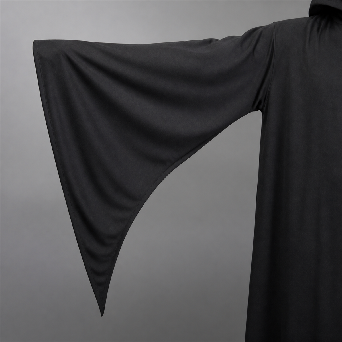 🌑 Silhouette de l’ombre | Longue robe noire de Faucheuse à capuche