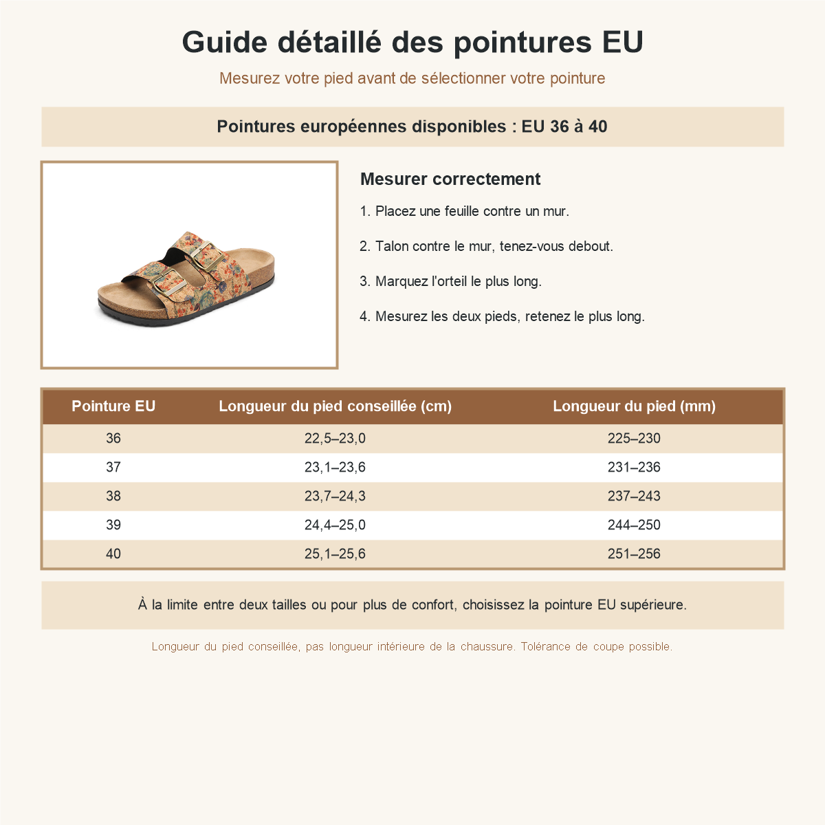 Guide de pointure