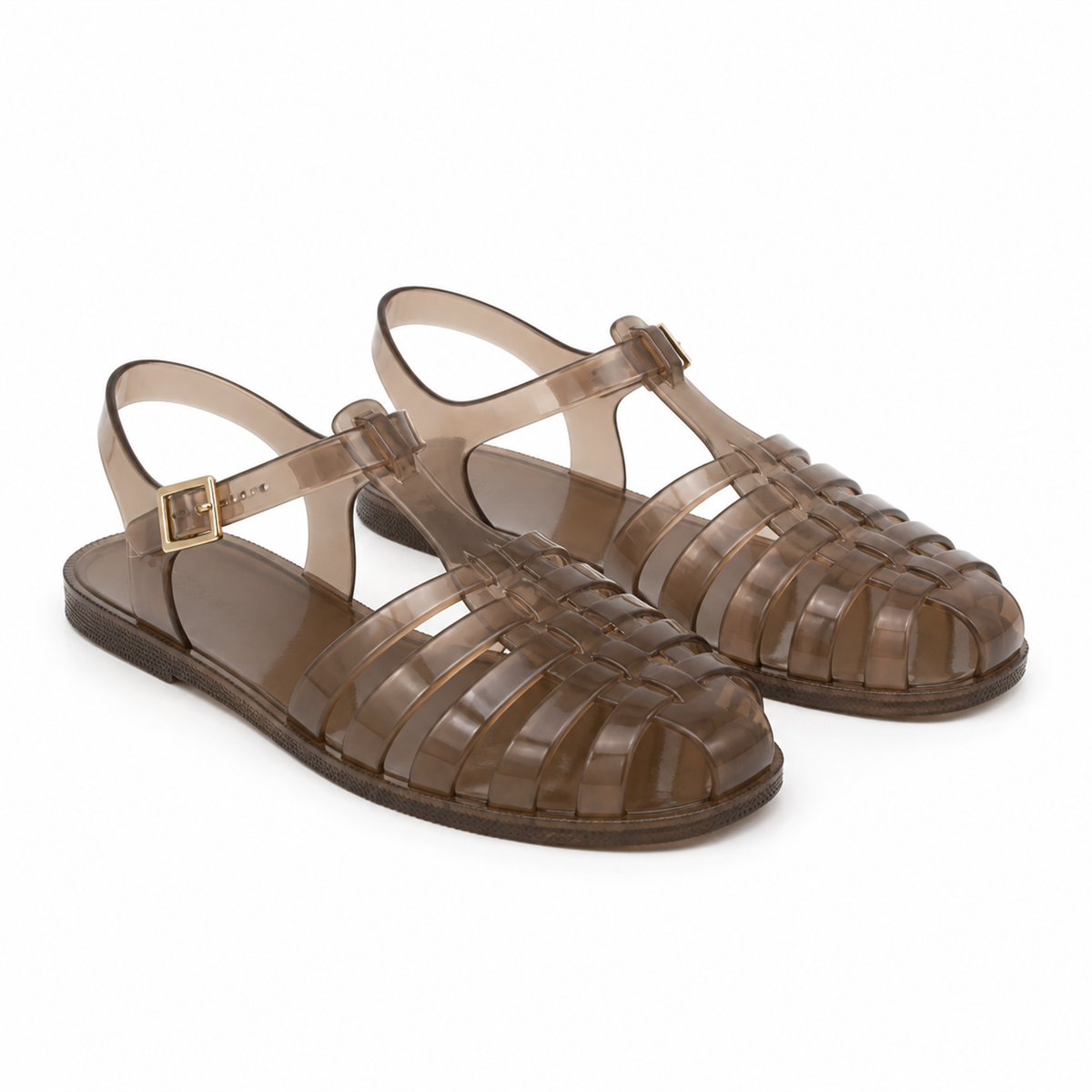 Sandales cage translucides Ambre fumé pour femme - 1