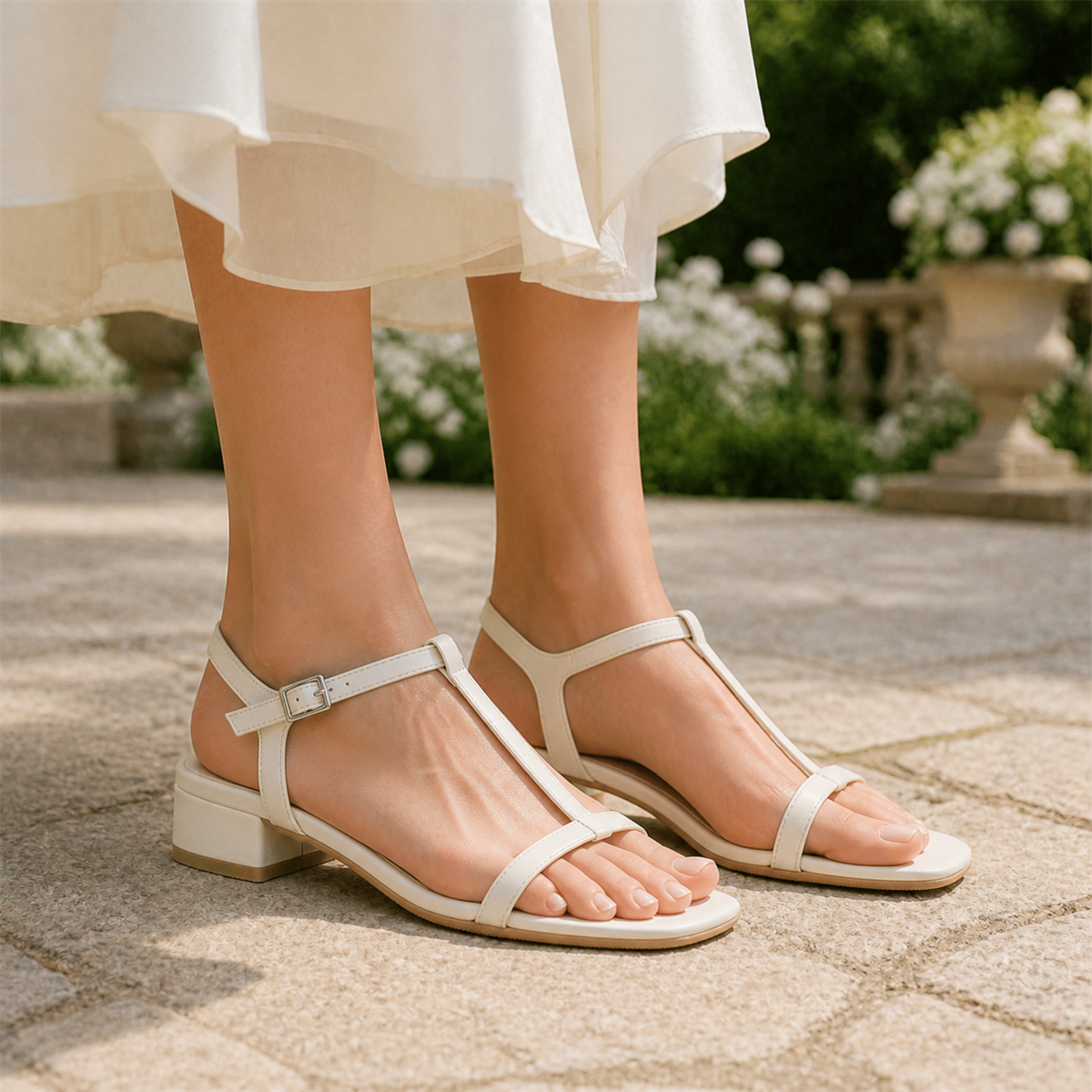 Sandales minimalistes à bride T blanc nuage pour femme - 9