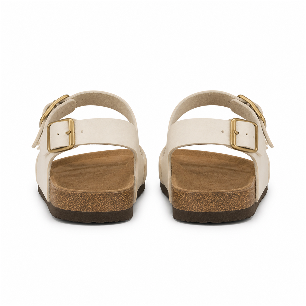 Sandales à semelle liège et bride arrière crème pour femme - 5