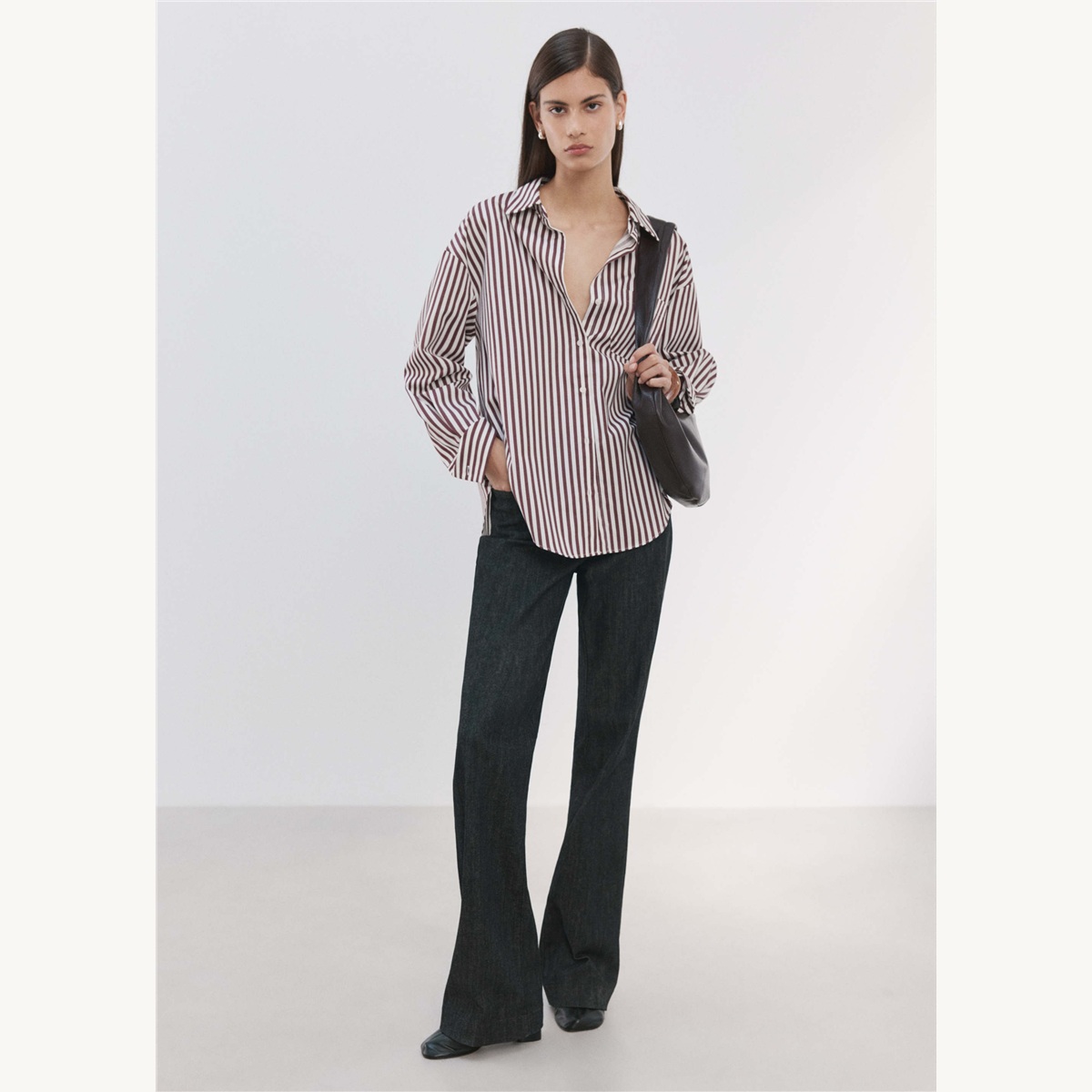Chemise rayée femme - silhouette de face