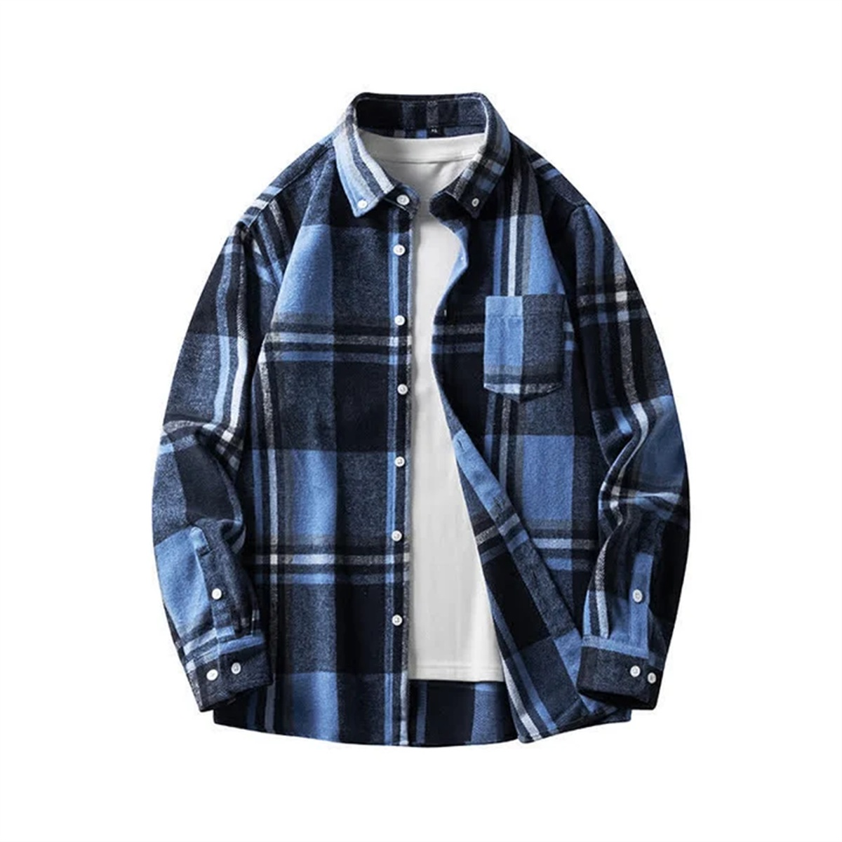 Chemise homme à carreaux bleu et marine