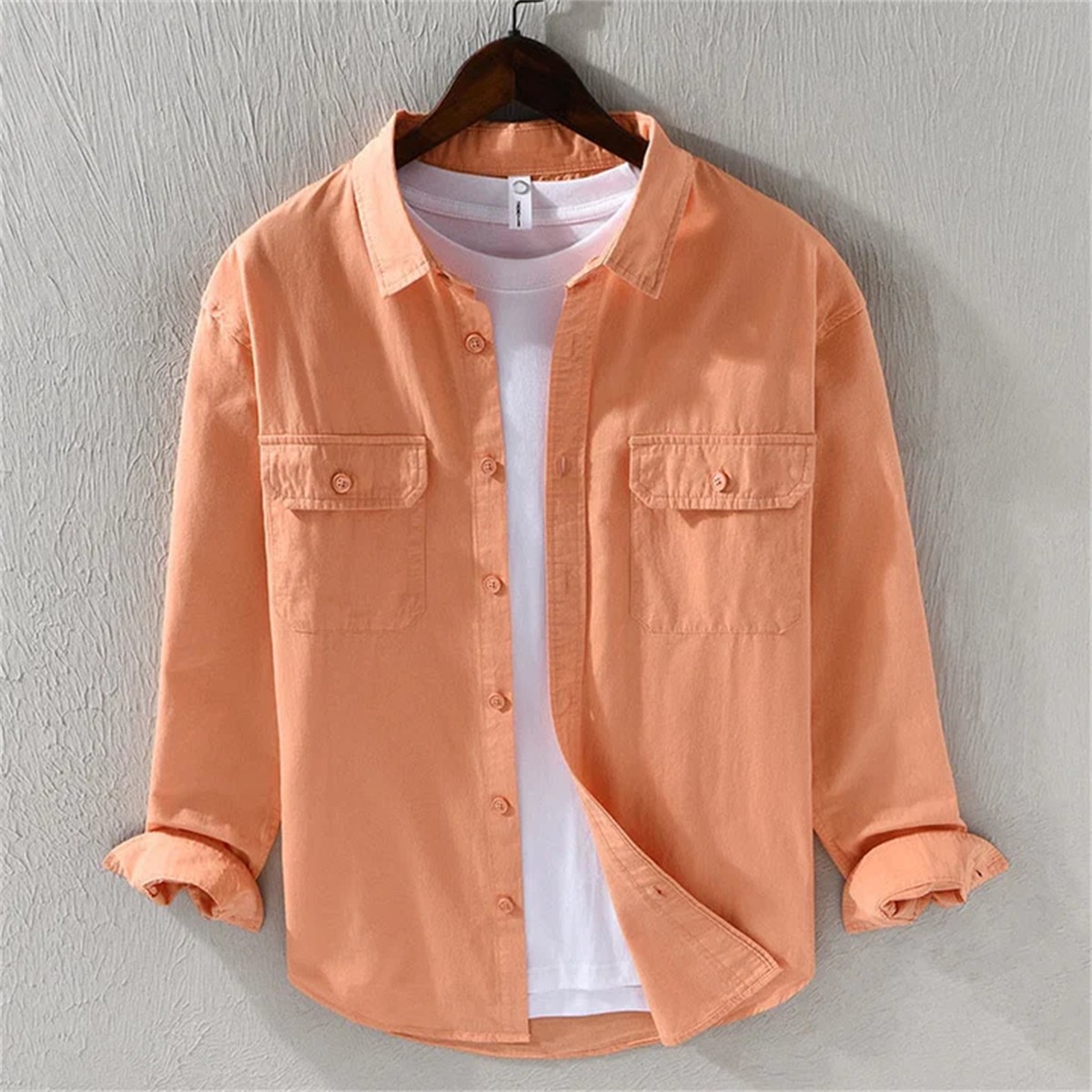 Surchemise homme corail à deux poches