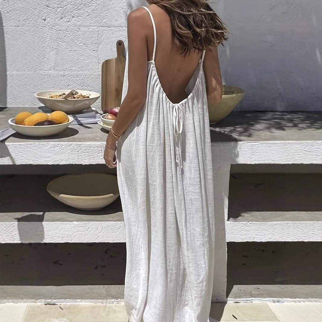 Rückenfreies Maxikleid in Cremeweiß