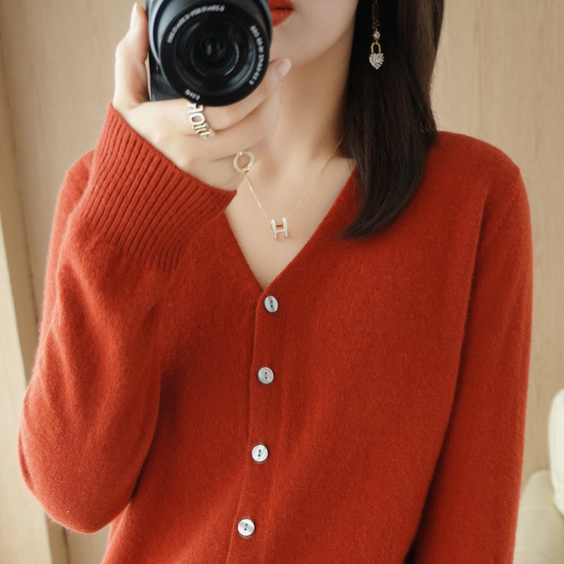 Damen-Cardigan in Rostrot