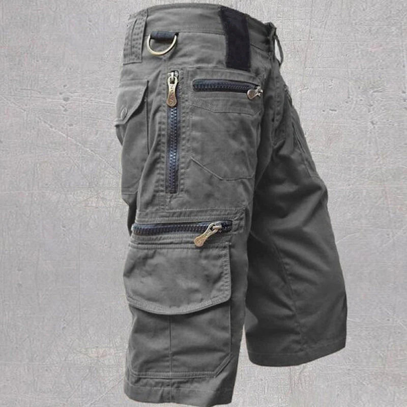 Short cargo homme zippé multi-poches — gris