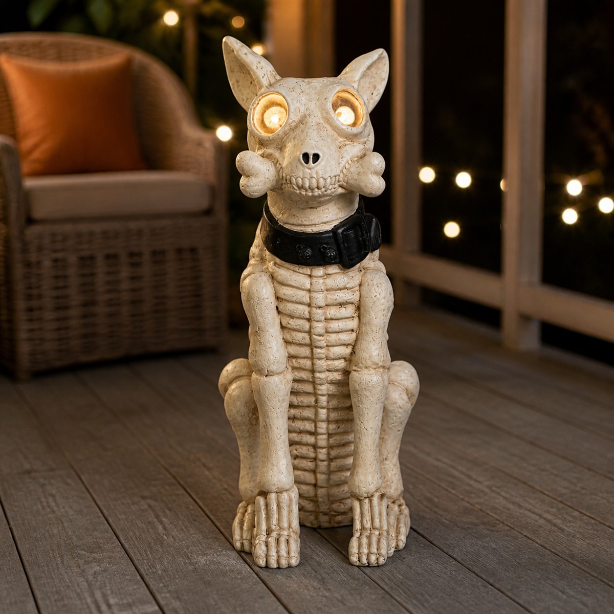 Chien squelette lumineux d'Halloween de 52 cm