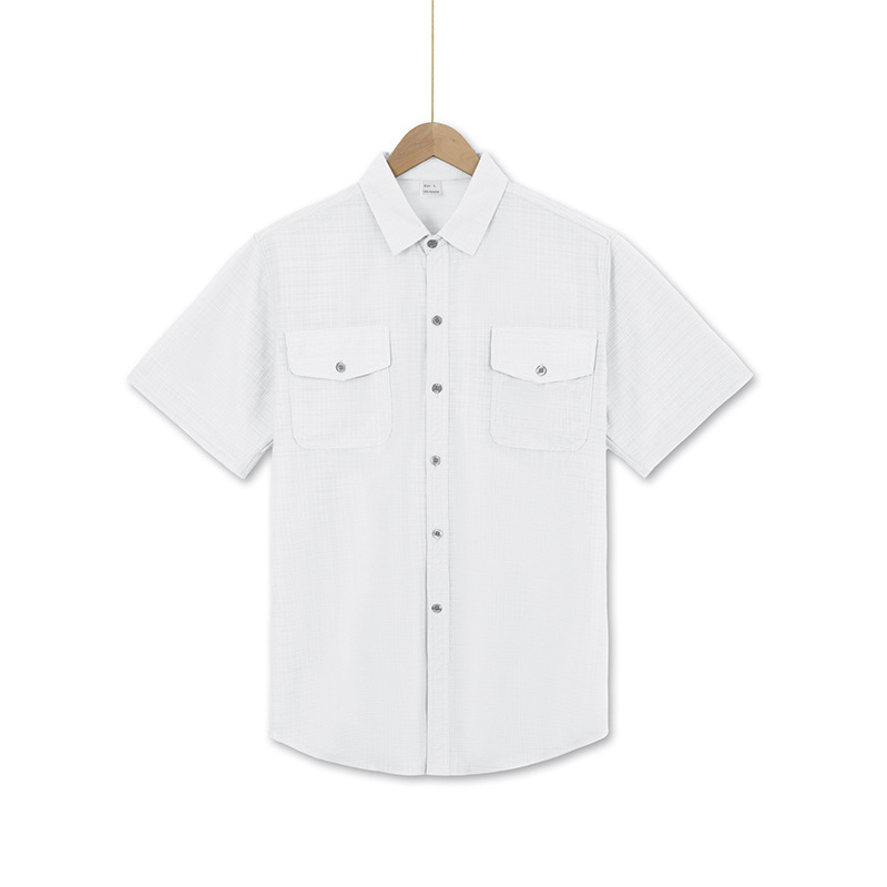 Men's textured short sleeve button-up shirt - White