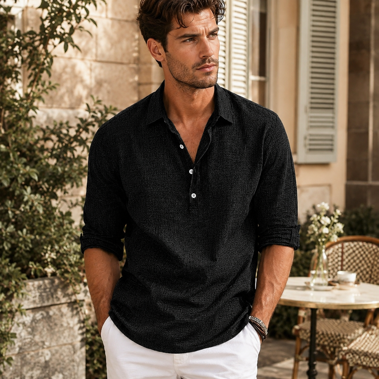🌿 Chemise Homme Décontractée Texturée – Légère, Respirante & Élégante pour l’Été ☀️