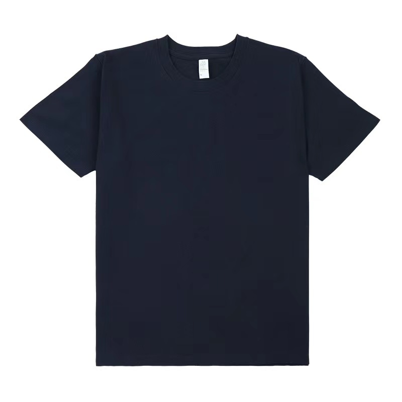 Tee-shirt homme uni bleu marine à col rond