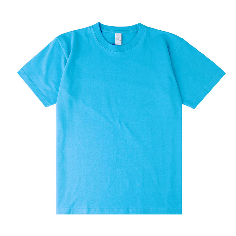 Tee-shirt homme uni bleu azur à col rond