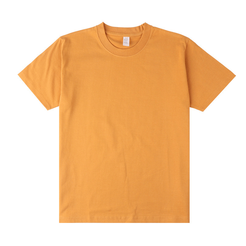 Tee-shirt homme uni ocre à col rond