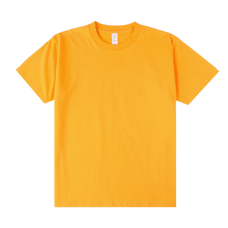 Tee-shirt homme uni jaune soleil à col rond