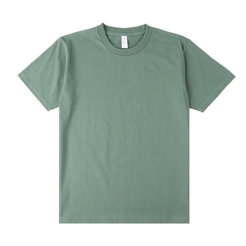 Tee-shirt homme uni vert sauge à col rond