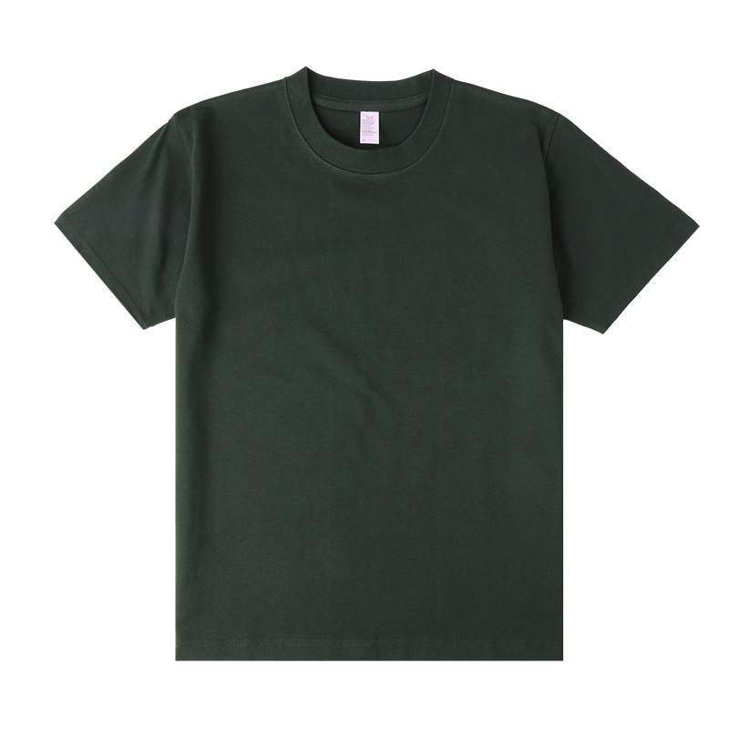 Tee-shirt homme uni vert forêt à col rond