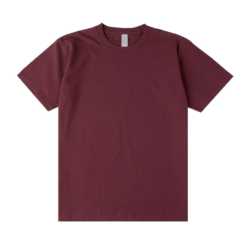 Tee-shirt homme uni grenat à col rond