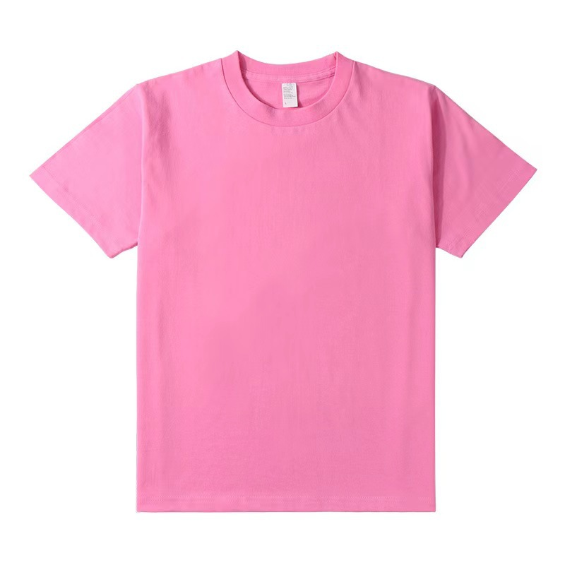 Tee-shirt homme uni rose vif à col rond