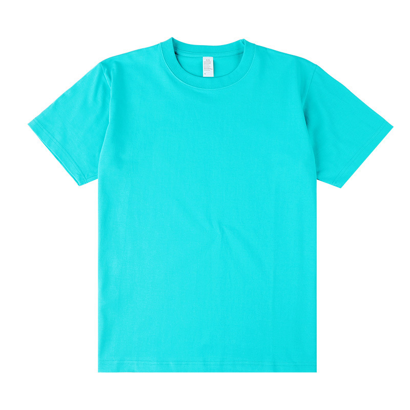 Tee-shirt homme uni turquoise à col rond
