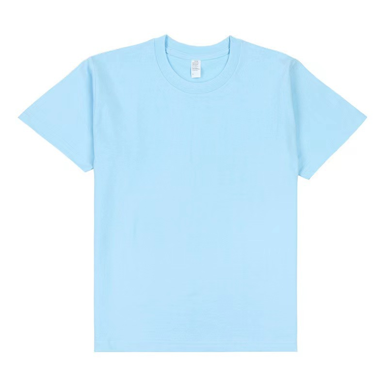 Tee-shirt homme uni bleu pastel à col rond