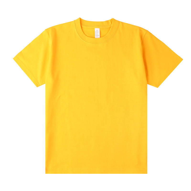 Tee-shirt homme uni jaune doré à col rond