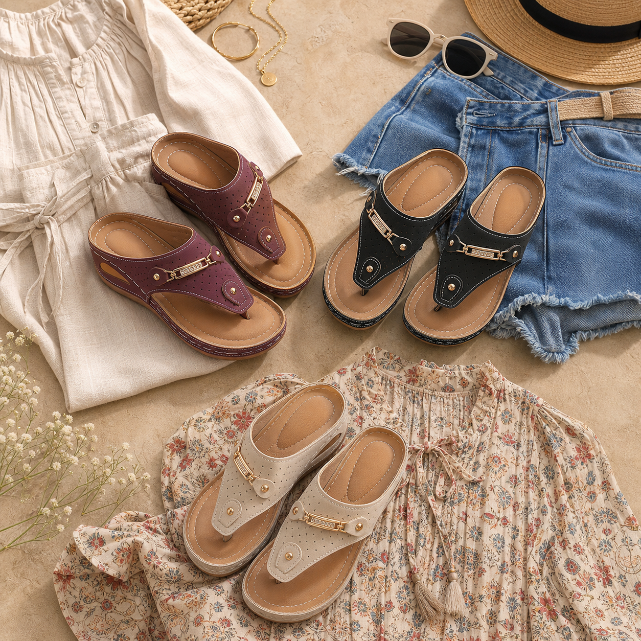 Ideas de conjuntos con sandalias de cuña para mujer