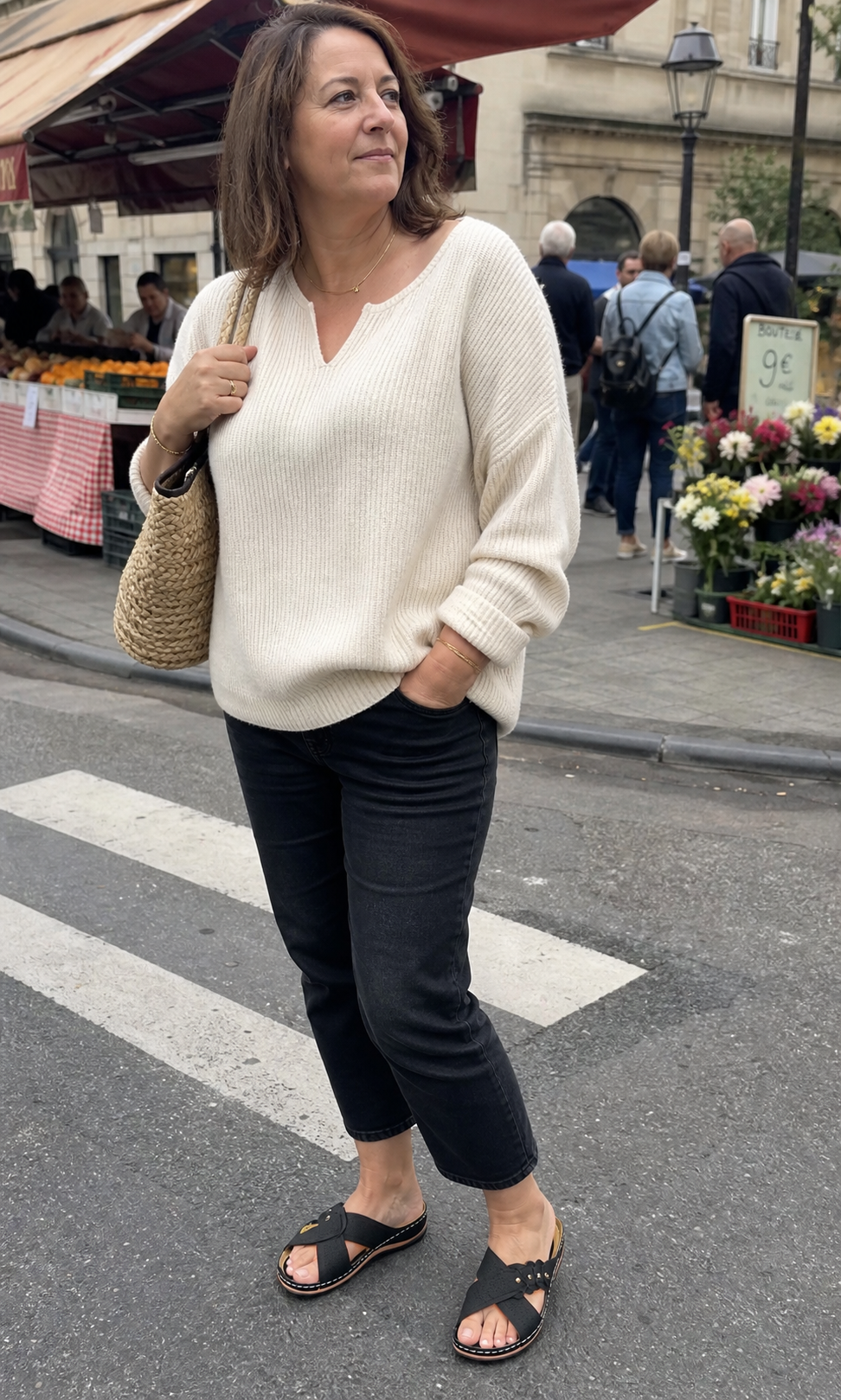 Inspiration tenue décontractée avec les sandales noires