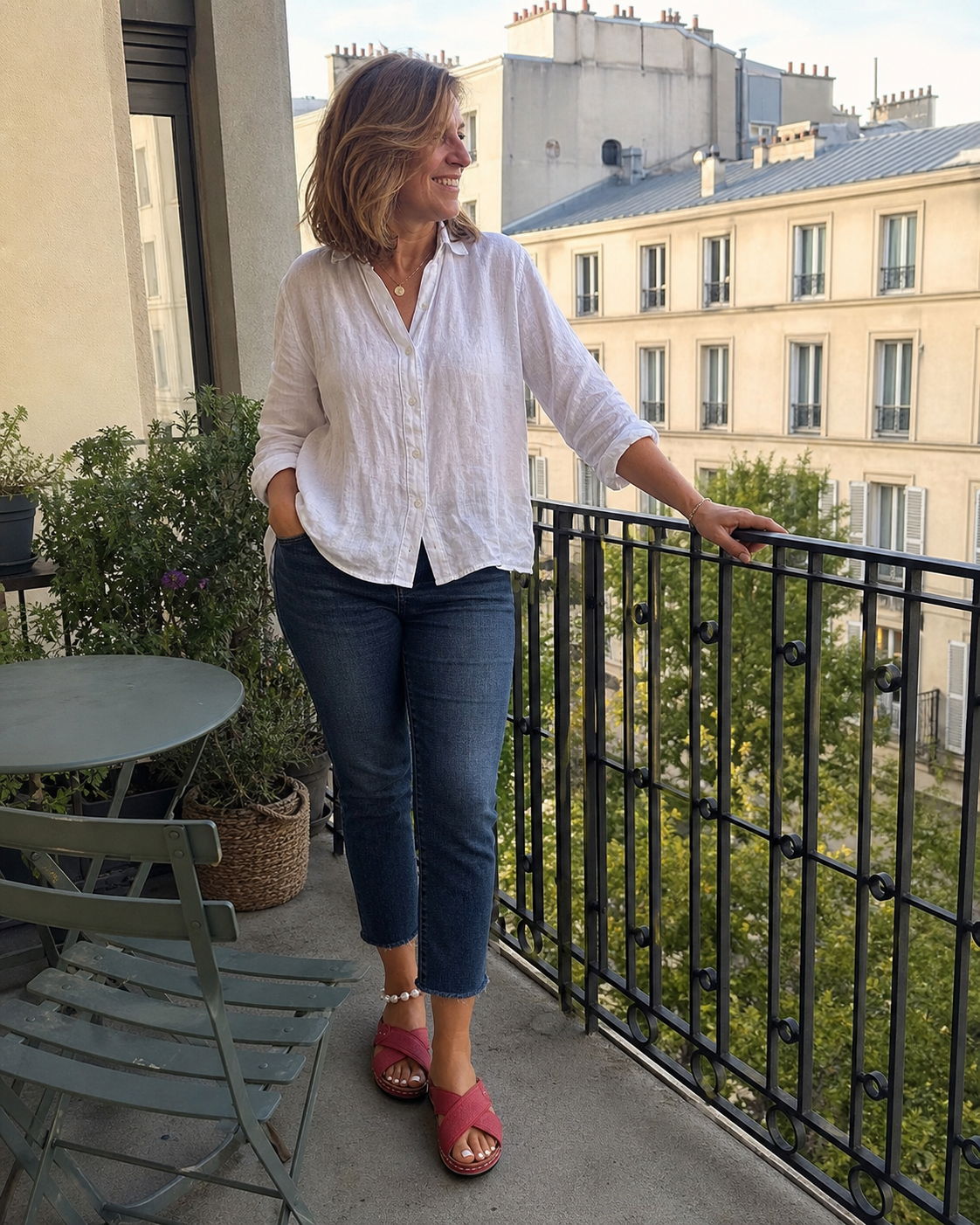 Inspiration portée sur un balcon avec les sandales rouges