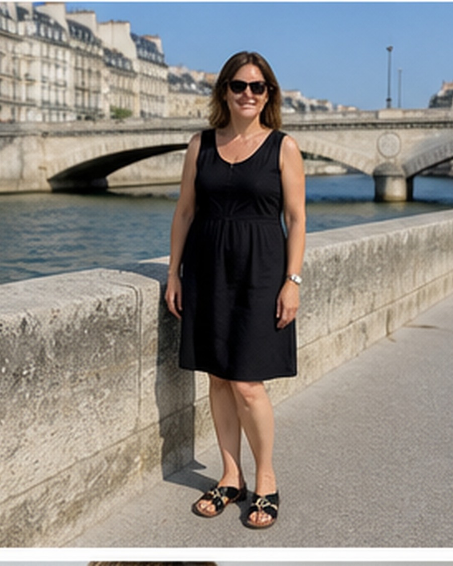 Véronique T. porte les mules noires à Nice