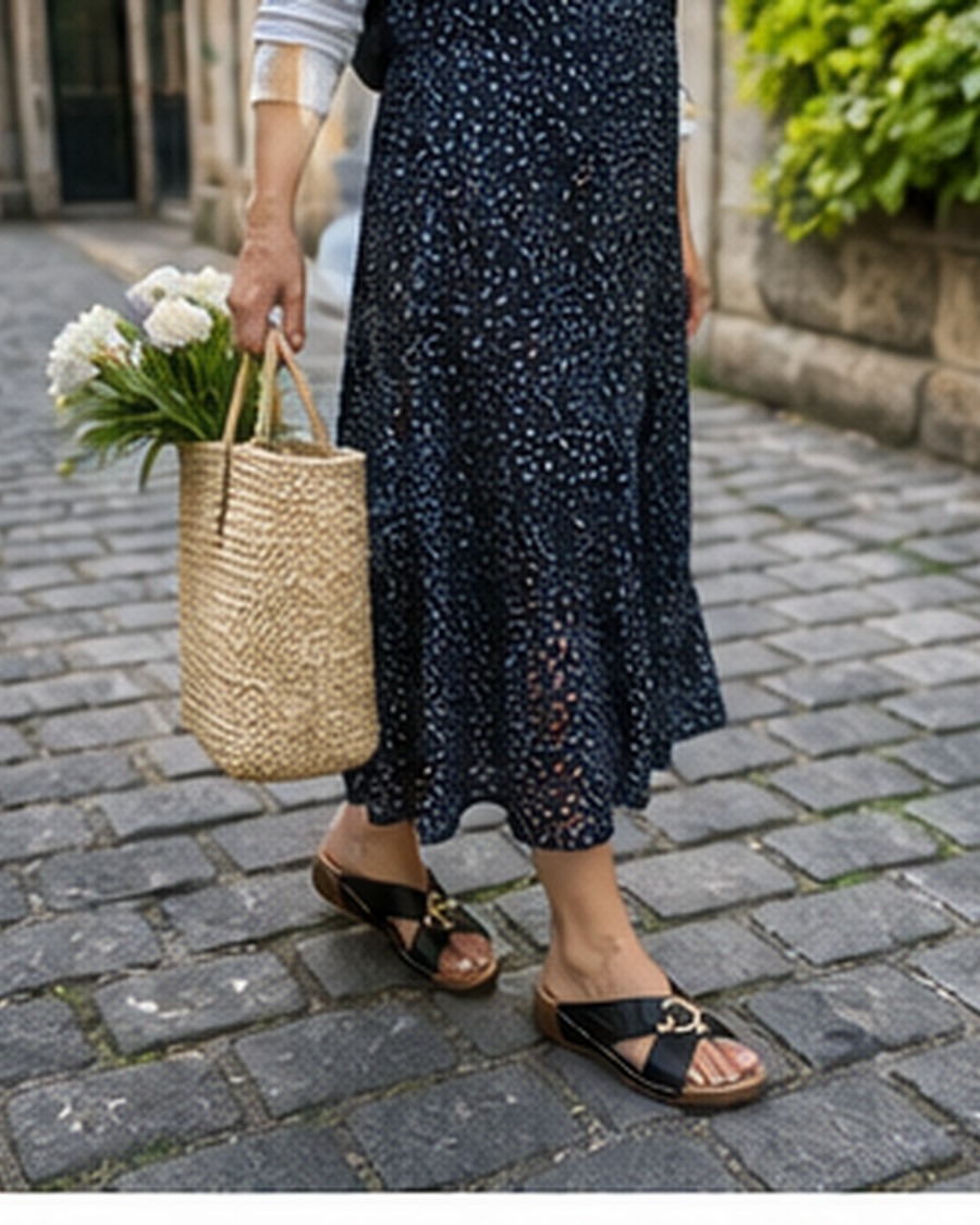 Sandrine N. porte les mules noires à Avignon
