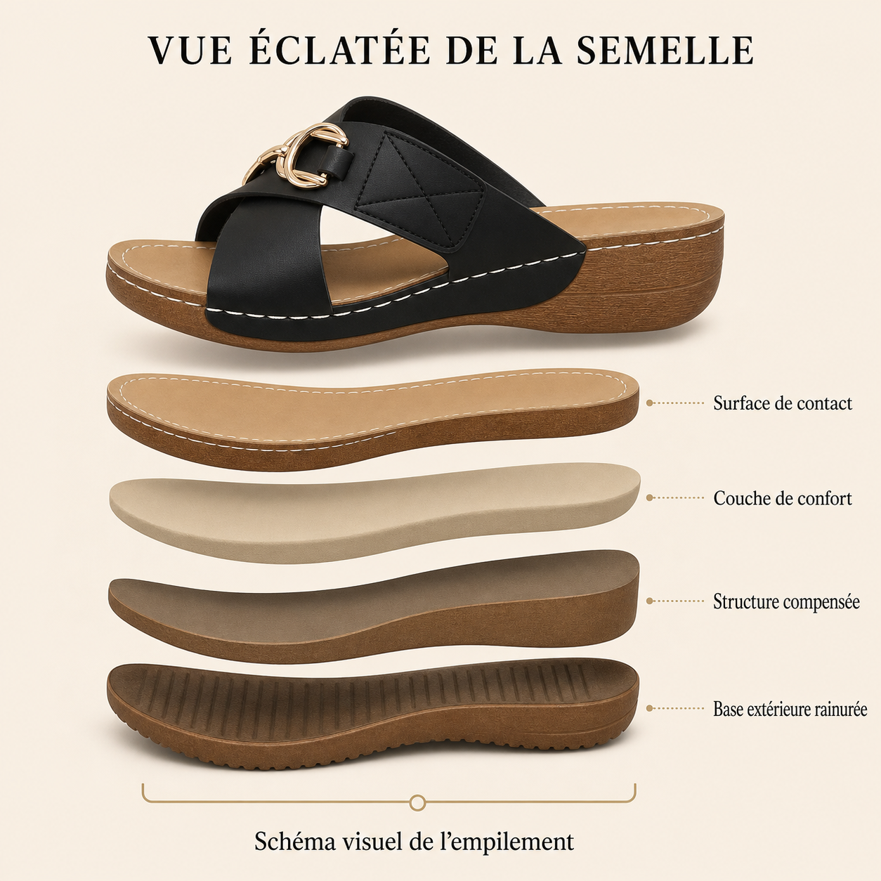 Vue éclatée visuelle des niveaux de la semelle