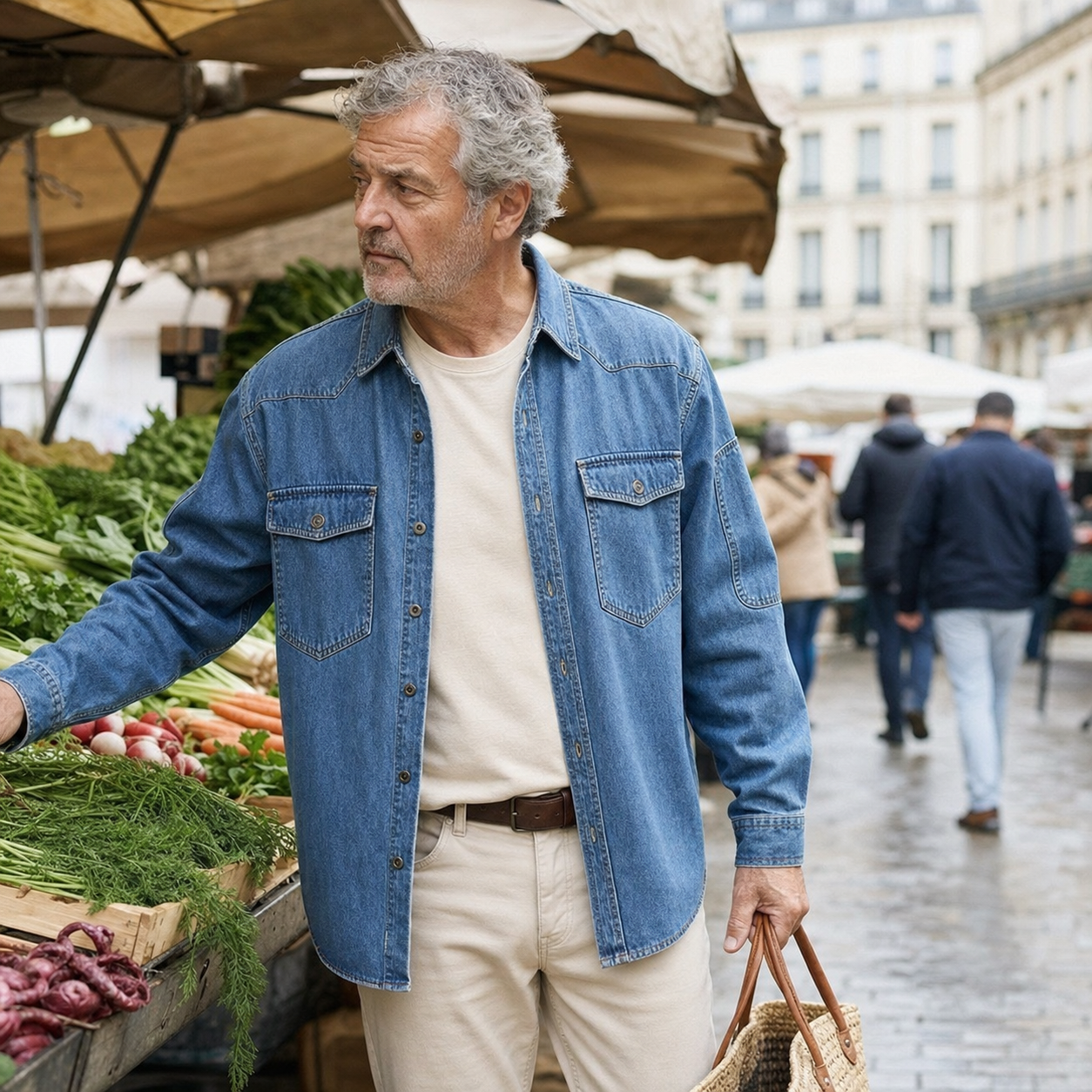 Homme en France portant l&rsquo;un des mod&egrave;les dans une sc&egrave;ne quotidienne, exemple 3