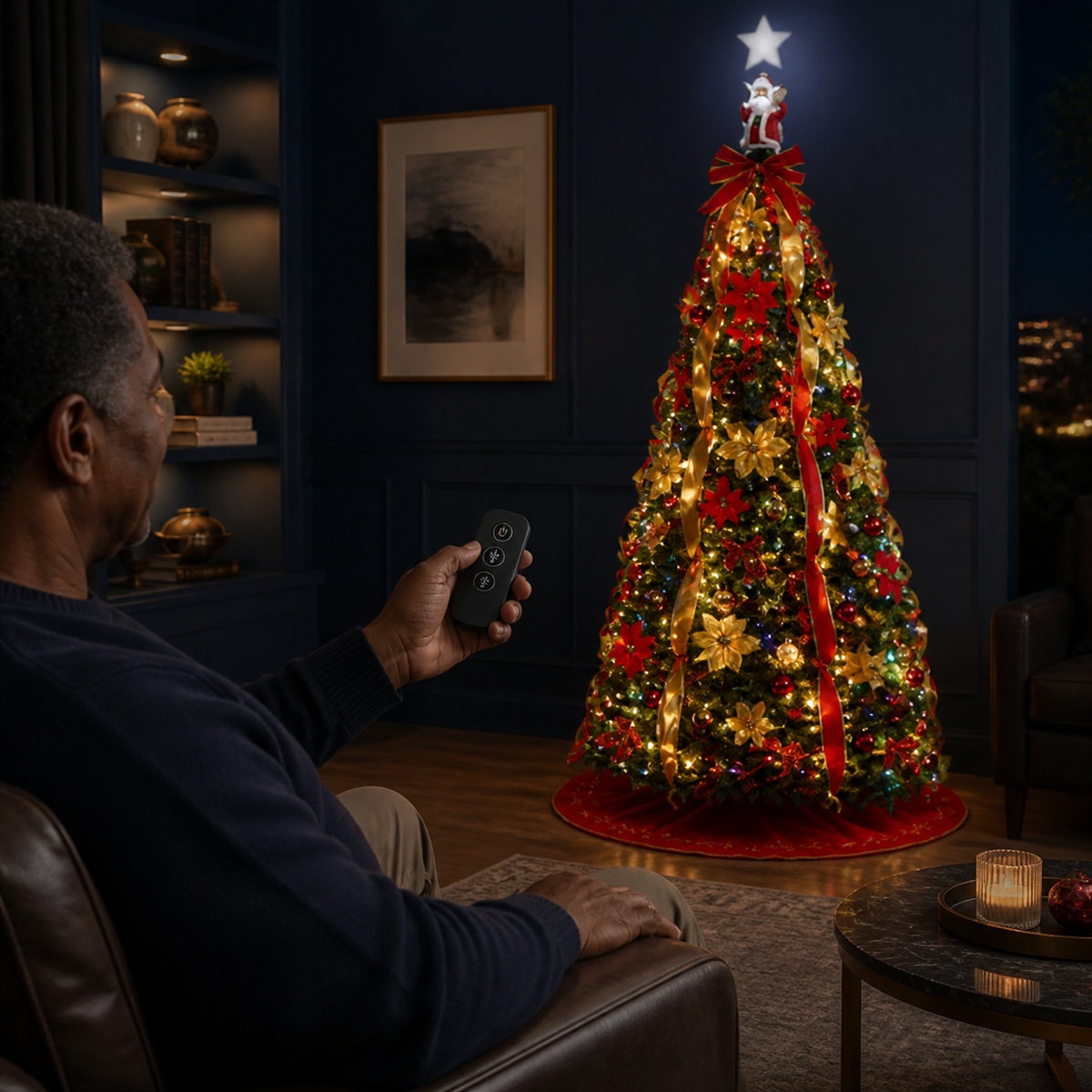 Réglage des lumières du sapin Superstar Santa avec la télécommande