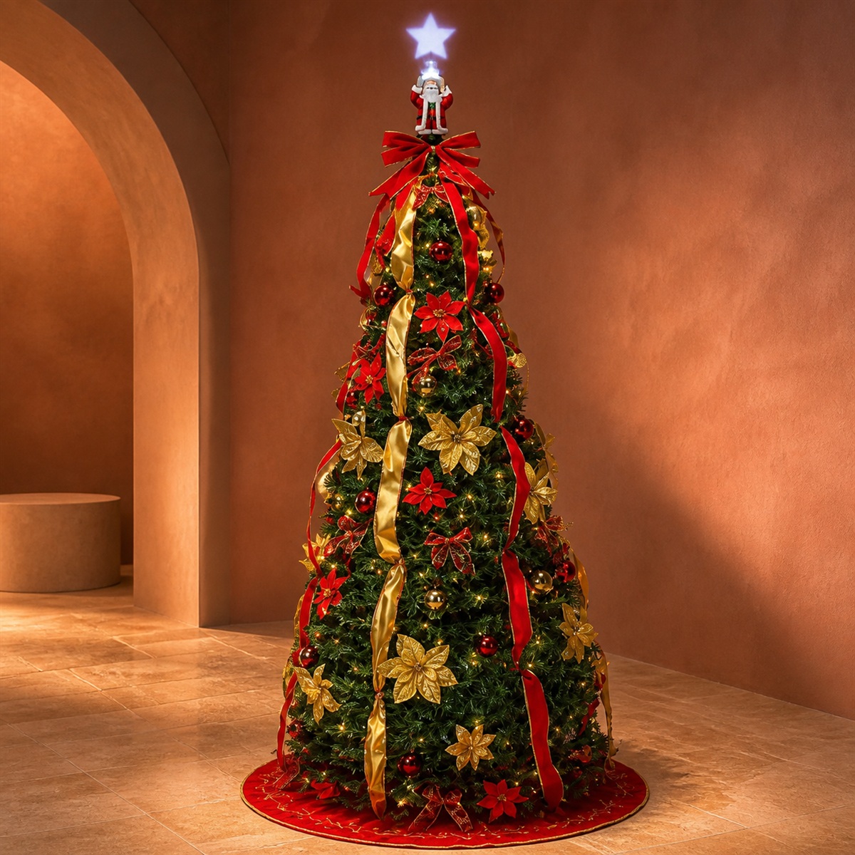 Sapin pop-up Superstar Santa avec sommet Père Noël