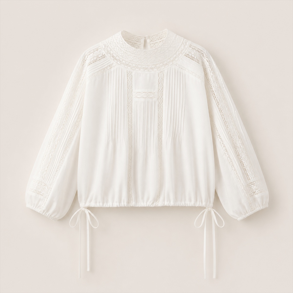 Blouse blanc cassé brodée - vue principale