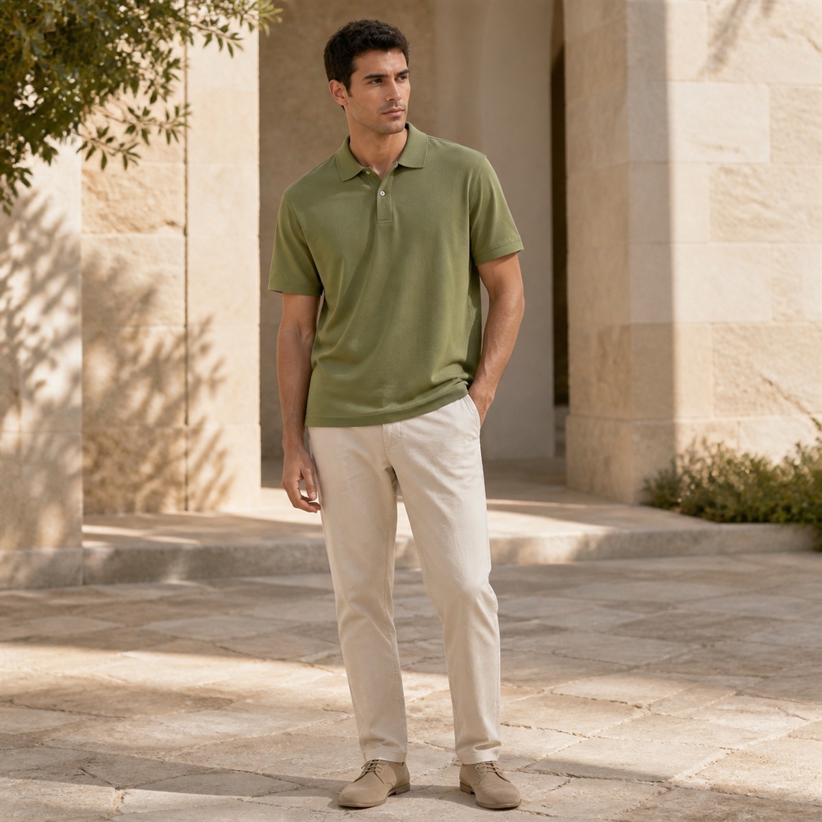 Polo AIRism vert olive - vue principale