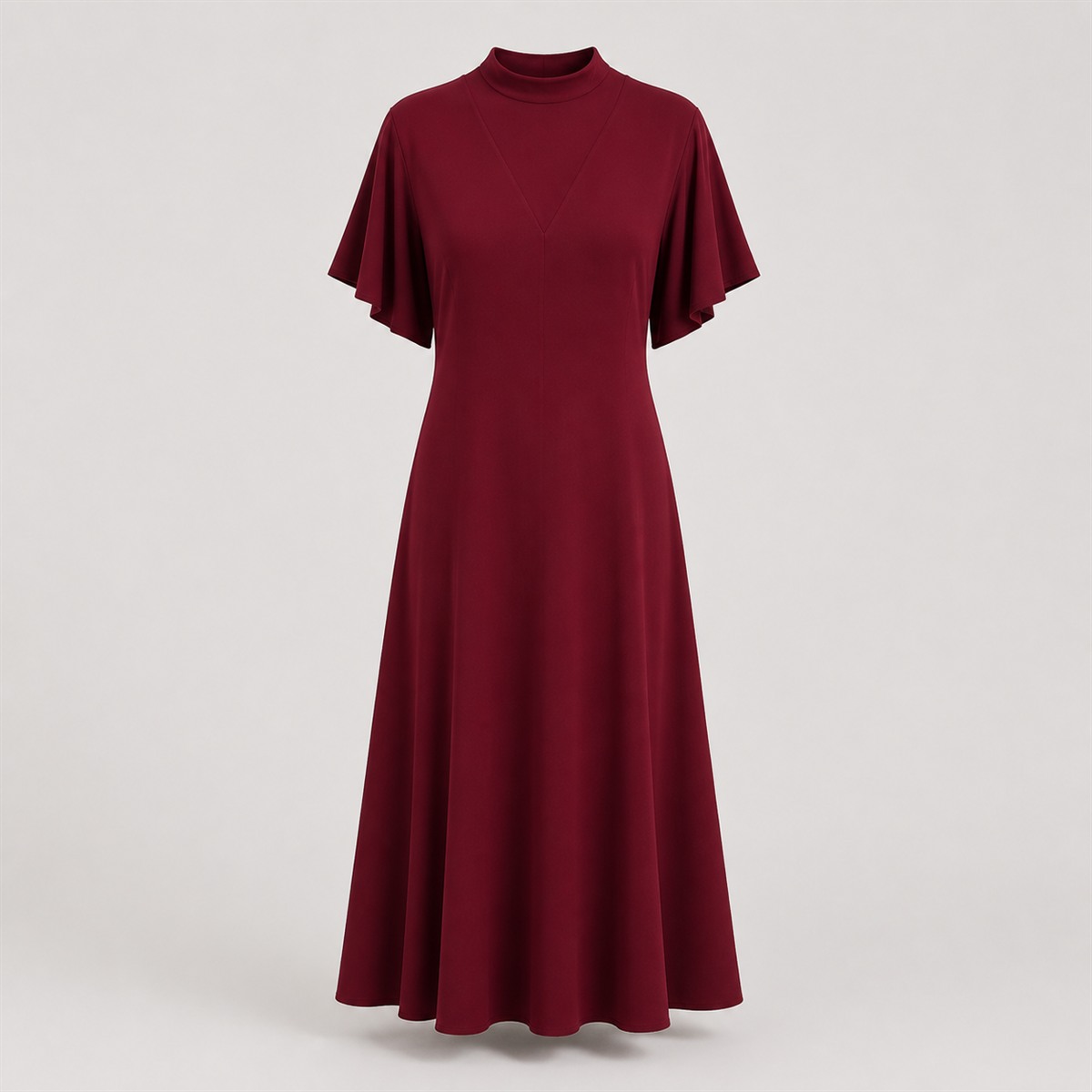 Robe midi bordeaux évasée - vue principale