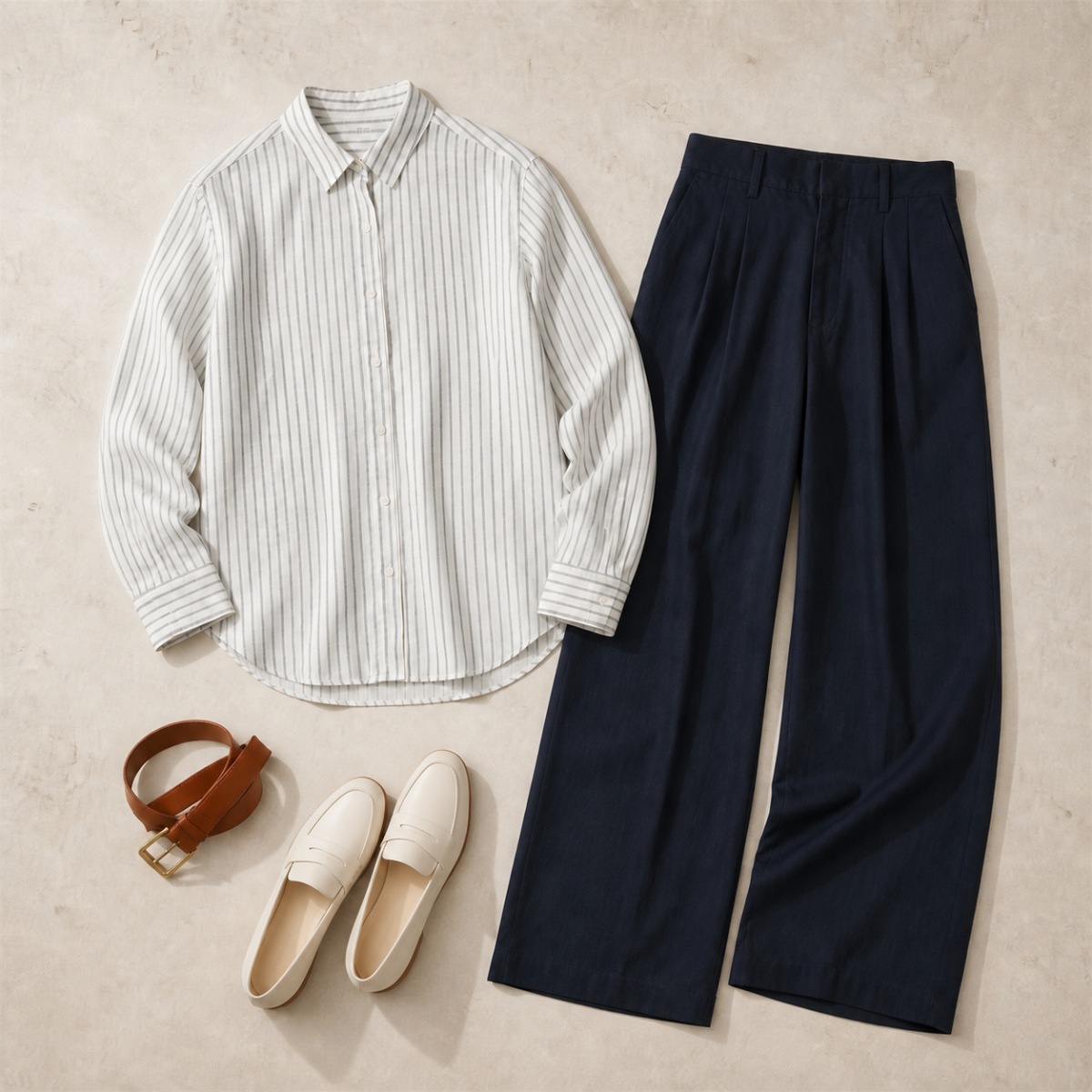 Tenue estivale coordonnée autour de la chemise rayée