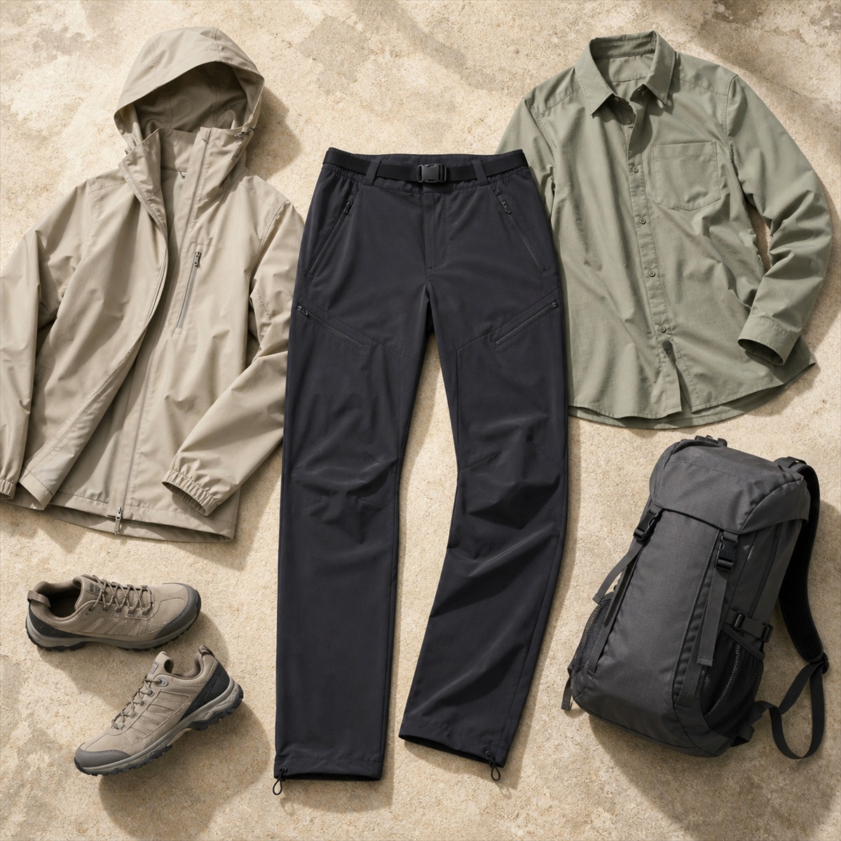 Tenue de randonnée coordonnée autour du pantalon noir