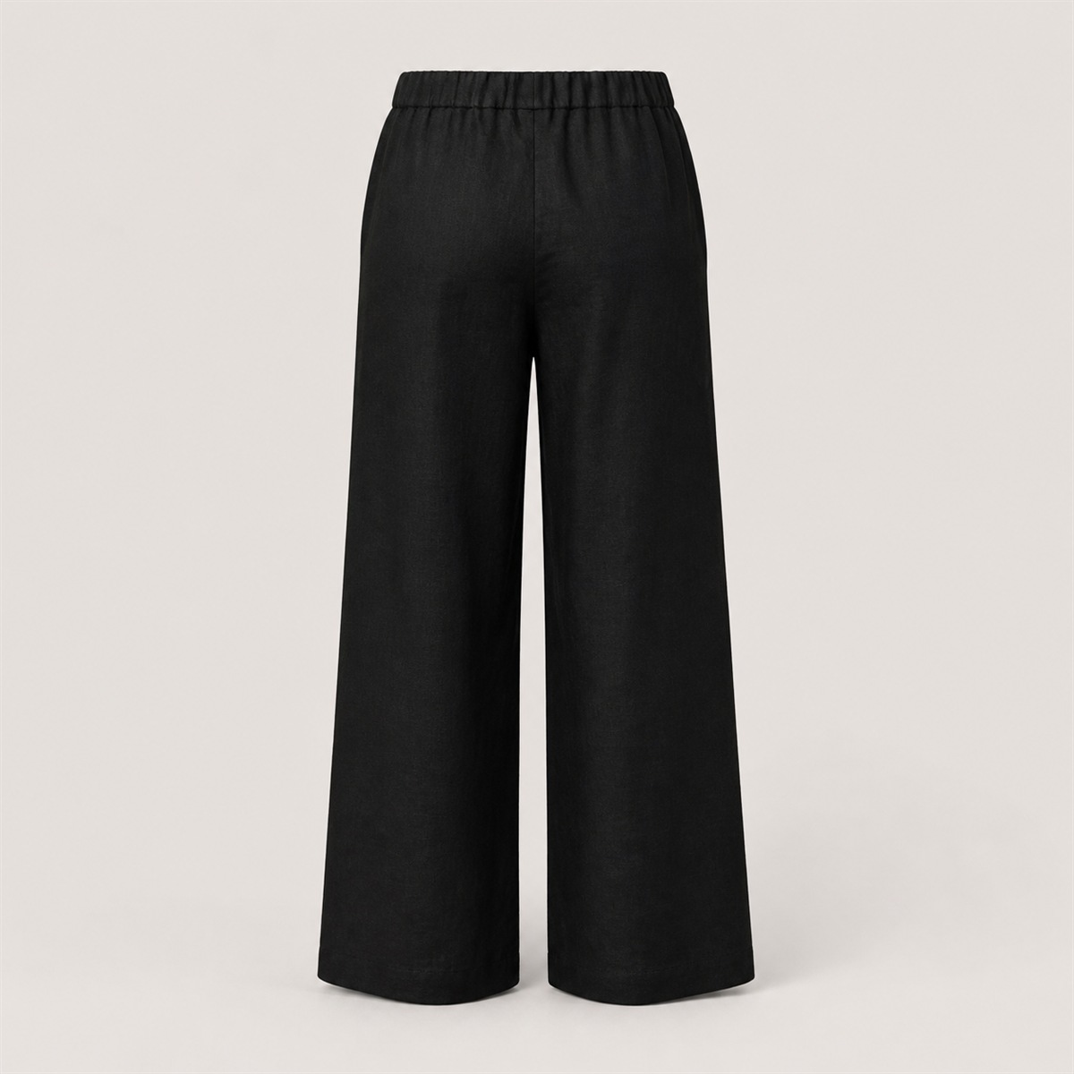 Pantalon femme wide leg en lin noir - vue de dos