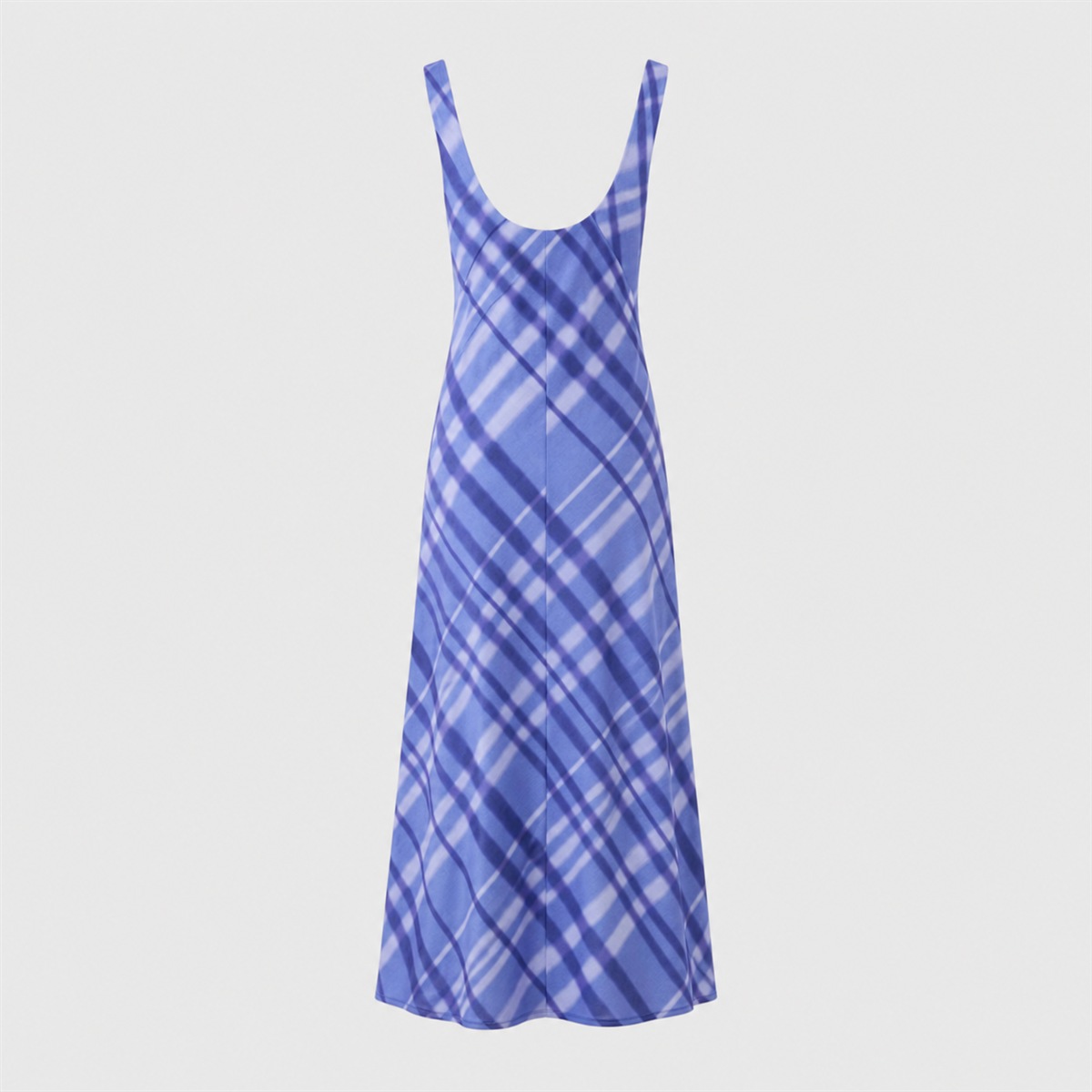 Robe longue femme en coton imprimé bleu - vue de dos